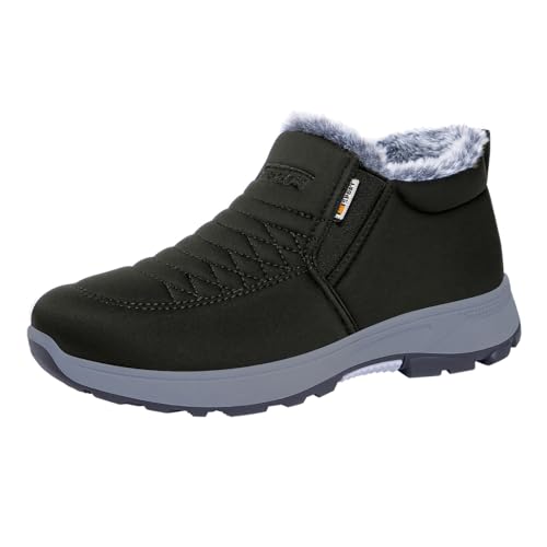 Winter Thermo Fleece Gefüttert Stiefeletten Minimalistisch Slip on Wasserdicht Stiefel Freizeit Plateau Rutschfest Boots Bequem Breite Fuße Ohne Schnürsenkel Kurzstiefel von Generisch