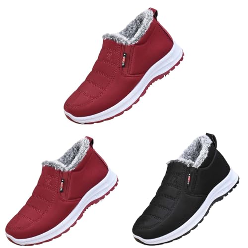 Winter Turnschuhe Damen GefüTtert Winterschuhe Warm Fleece Laufschuhe OrthopäDische Schneestiefel Sneaker Slip On Walkingschuhe Outdoor Running Sportschuhe DäMpfung Laufschuhe Extra Therapieschuhe von Generisch