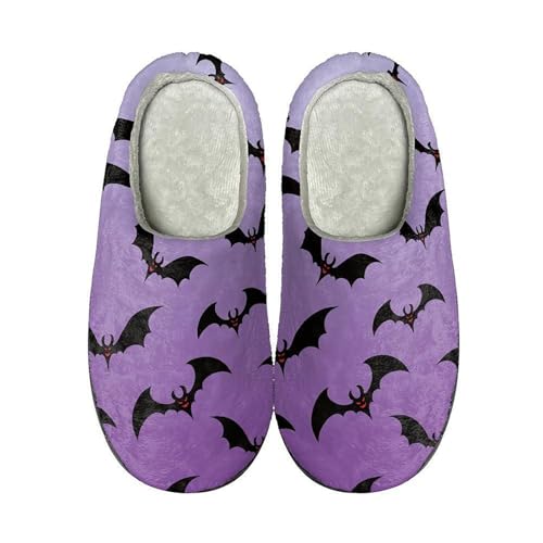 Winter Warme Pantoffeln Für Halloween - Niedliche Cartoon-Halloween Hausschuhe Unisex Pantoletten Schlappen Rutschfest Hauspantoffeln Filzpantoffeln Bequem Liebespaar Pantoffeln Winterhaussuhe von Generisch
