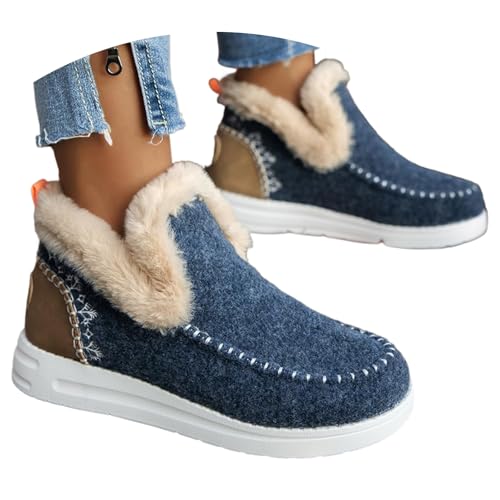 Winterboots Damen Gefüttert,Winterstiefel Damen,Flache Schneestiefel,Outdoor Draussen Boots Arbeitsstiefel Wandern,Schneestiefel Bequem Zum Hineinschlüpfen Warme Gemütliche von Generisch
