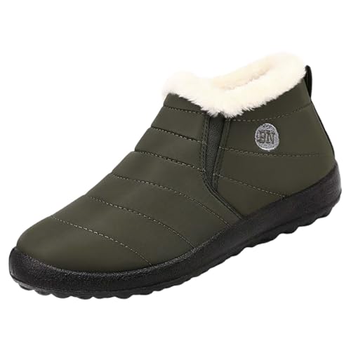 Winterboots Damen Gefüttert 36 - Stiefeletten Damen 39 Leder Damenstiefel Leichte Damenschuhe Plateau Leder Winterschuhe Runde Herbstschuhe wasserdichte Ankle Boots Bequeme Wasserfeste Lederstiefel von Generisch