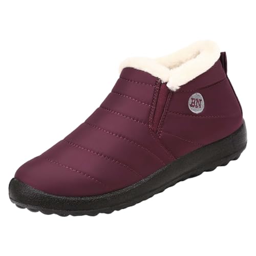 Winterboots Damen Gefüttert 36 - Stiefeletten Damen 39 Leder Damenstiefel Leichte Damenschuhe Plateau Leder Winterschuhe Runde Herbstschuhe wasserdichte Ankle Boots Bequeme Wasserfeste Lederstiefel von Generisch