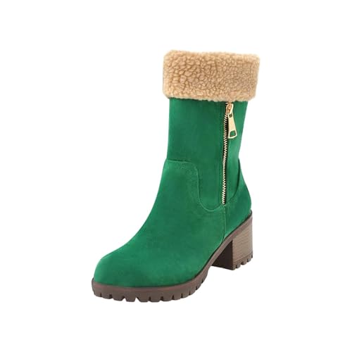 Winterboots Damen Gefüttert Damen Stiefeletten Mit Absatz Zum Schnüren Elegant Springerstiefel rutschfeste Winterschuhe Leicht Outdoorschuhe Knöchelhoch Trekkingschuhe Weite H Snow Boots von Generisch