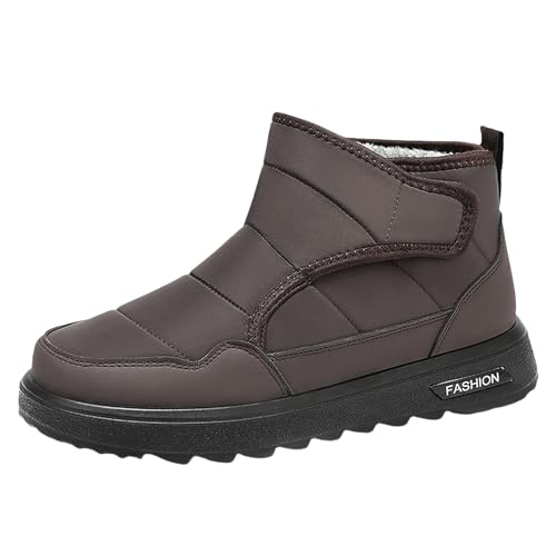 Winterboots Damen Ohne Reißverschluss, Schneeschuhe Gefüttert Damen Plateau Boots Leichte Wanderstiefel Outdoor Kurzschaft-Stiefel Slip-On Winterschuhe Thermo Skischuhe Elegant Stiefeletten von Generisch