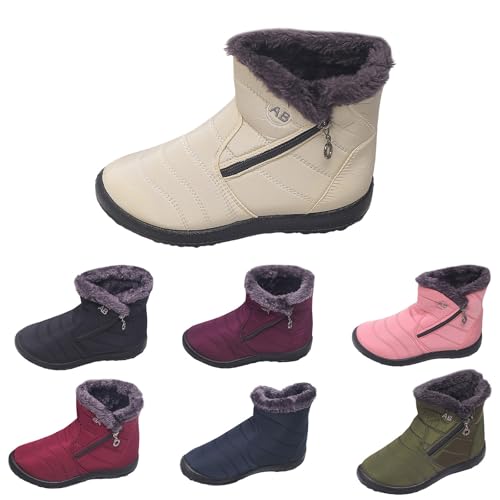 Winterboots Damen Winterstiefel Damen Winter Fleece Gefüttert Dicke Schneestiefel Ankle Boots Stiefeletten Bequem Wasserdicht rutschfest Breite Winterschuhe von Generisch