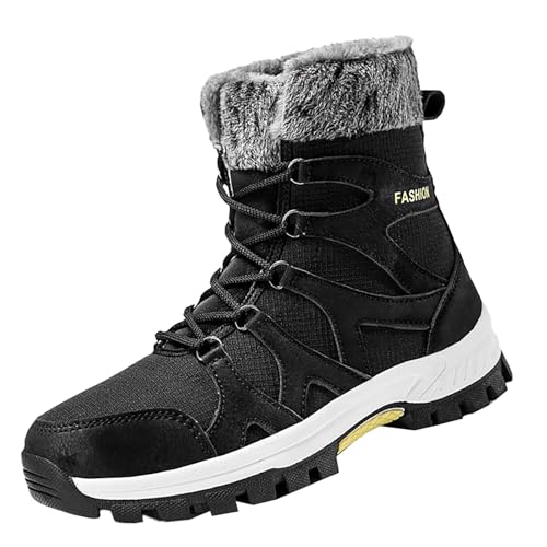 Winterboots Herren Leder Schneestiefel Wasserdichte Winterstiefel Fleecefutter Wollstiefel Rutschfest Sohlen Skischuhe Bequem Schneeboots Thermal Schnürstiefel Geeignet für den Winter von Generisch