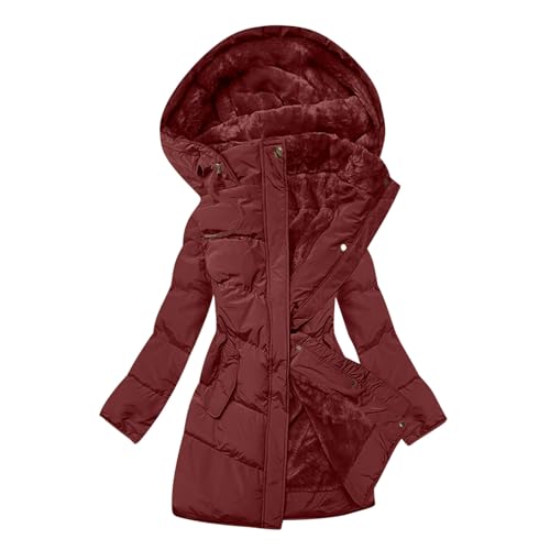 Winterjacke Damen Gefüttert Steppjacke Winter Thermo Mantel Winddicht Oberbekleidung Button Down Kapuzenmantel Trendy Wintercoat Locker Outdoormantel Outwear Mittellang Wintermantel Winterjacke Damen Gefüttert Steppjacke Winter Thermo Mantel Winddicht Oberbekleidung Button Down Kapuzenmantel Trendy Wintercoat Locker Outdoormantel Outwear Mittellang Wintermantel von Generisch