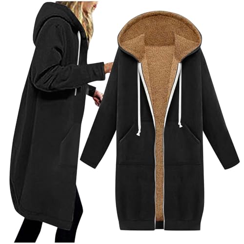 Winterjacke Damen Gefüttert Übergangsjacke Warm Fleecejacke Lang Sweatjacke mit Kapuze Longjacke Outdoor Windjacke Plüsch Teddyjacke Thermo Wintermantel Plüschjacke Oversize Oberbekleidung Winterjacke Damen Gefüttert Übergangsjacke Warm Fleecejacke Lang Sweatjacke mit Kapuze Longjacke Outdoor Windjacke Plüsch Teddyjacke Thermo Wintermantel Plüschjacke Oversize Oberbekleidung von Generisch