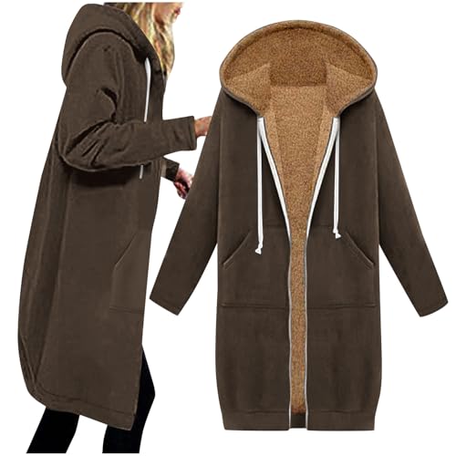 Winterjacke Damen Gefüttert Übergangsjacke Warm Fleecejacke Lang Sweatjacke mit Kapuze Longjacke Outdoor Windjacke Plüsch Teddyjacke Thermo Wintermantel Plüschjacke Oversize Oberbekleidung Winterjacke Damen Gefüttert Übergangsjacke Warm Fleecejacke Lang Sweatjacke mit Kapuze Longjacke Outdoor Windjacke Plüsch Teddyjacke Thermo Wintermantel Plüschjacke Oversize Oberbekleidung von Generisch