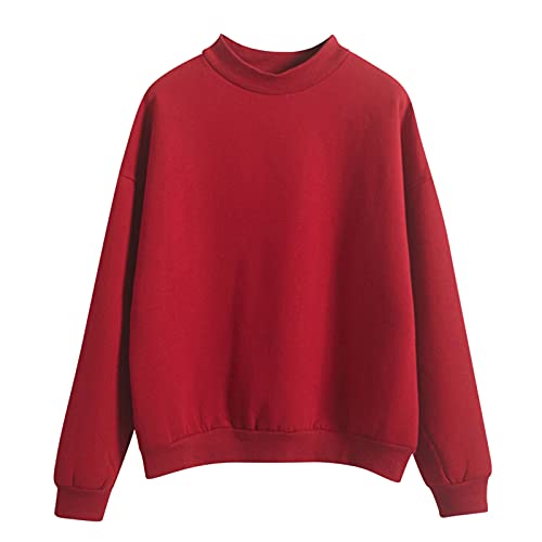 Winterjacke Damen Grosse Grössen Sweatshirt Damen Ohne Kapuze Warm Pulli Dicker College Jacke Rollkragen Softshelljacke Plus Samt Sweatjacke Einfarbig Übergangsjacke Herbst Winter Pullover Weich von Generisch