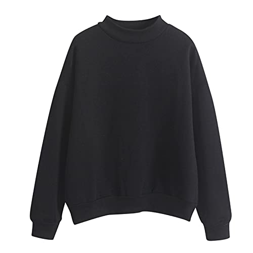 Winterjacke Damen Grosse Grössen Sweatshirt Damen Ohne Kapuze Warm Pulli Dicker College Jacke Rollkragen Softshelljacke Plus Samt Sweatjacke Einfarbig Übergangsjacke Herbst Winter Pullover Weich von Generisch