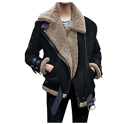 Winterjacke Damen Kurz Gefüttert Warm Wildleder Jacke Damen Winter mit Teddyfutter Bikerjacke Damen Winter Innenfutter Motor mit Reissverschluss Dicke Jacken Wildlederjacke Frauen mit Taschen Winterjacke Damen Kurz Gefüttert Warm Wildleder Jacke Damen Winter mit Teddyfutter Bikerjacke Damen Winter Innenfutter Motor mit Reissverschluss Dicke Jacken Wildlederjacke Frauen mit Taschen von Generisch