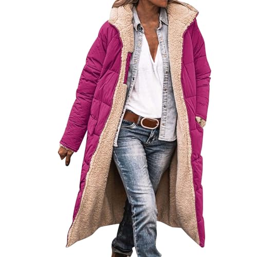 Winterjacke Damen Lang Mantel Winter Jacke mit Kapuze Warm Steppjacke Parka Herbst Winter Daunenjacke Lang Damen Laufjacke Damen Leicht Langarm Winterjacke Damen Gelb von Generisch