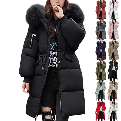 Winterjacke Damen Warm, Damen Übergangsjacke, Wintermantel Lang Warm Winterjacke Elegant Jacke Winter Steppmantel Übergang Herbstjacke Steppjacke Mit Kapuze Grosse Grössen Parka von Generisch