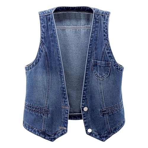 Winterjacke Damen Warm Damen Jeansweste Damen Kurze Alles Slim Fit Koreanische Version Jacke Weste Schwarze Mantel Für (Blue, 4XL) von Generisch