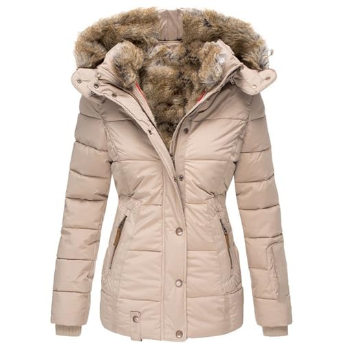 Winterjacke Damen Warm Skijacke Outdoor Sportjacke Wanderjacke Damen Wasserdicht Wanderjacke Winterjacke Damen Blau Kurzmantel Damen Übergang Beige Federleichte Daunenjacke Damen von Generisch