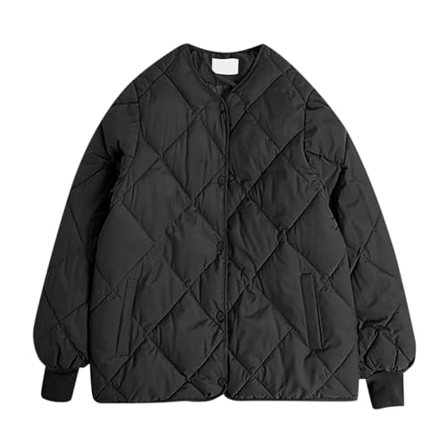 Winterjacke Damen Warm mit Knöpfen Steppjacke Damen Leicht Winter Warme Wintermantel Damen Dicke Daunenjacke Einfarbig mit Taschen Stepp Jacke Frauen Winter Übergangsjacke Elegant Steppmantel von Generisch