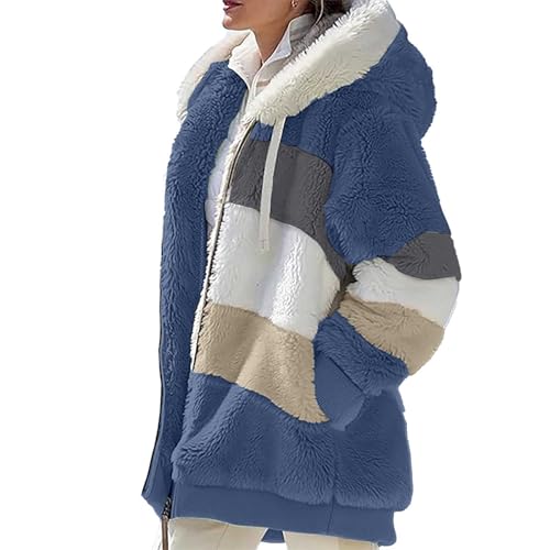 Winterjacke Damen teddyjacke damen fleece Warm Fleecejacke Herbst kapuzenjacke Teddy-Fleece Wintermantel Stilvoller ReißVerschluss Fellmantel PlüSchjacke Mit Taschen üBergangsjacke Kuscheljacke von Generisch
