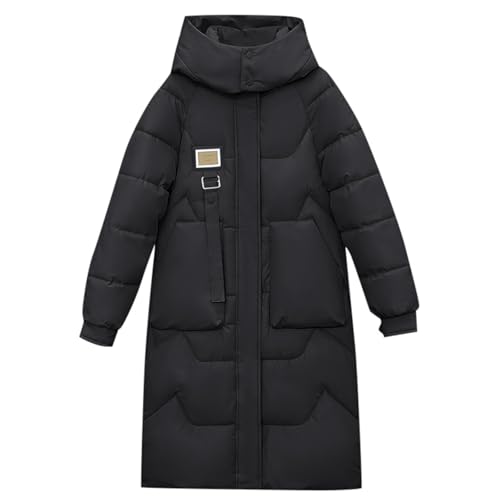 Winterjacke Damen - warme wasserdichte Steppjacke Frauen Oberbekleidung Outdoorjacke Warmer Kapuzenmantel Einfarbig Baggy Bequem mit Fleece-Innenfutter und Kapuze Casual Elegant Trachtenjacke von Generisch
