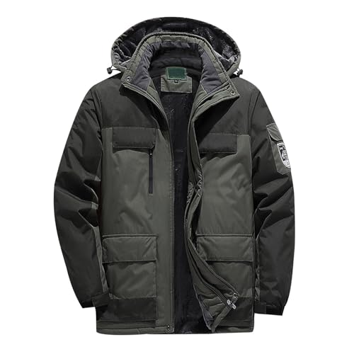 Winterjacke Herren Jacke Blousonjacke Herren Übergröße Wintermantel Skijacke Warme Wolljacke Outdoor Wanderanzug 5XL 9XL (Army Green, 9XL) von Generisch