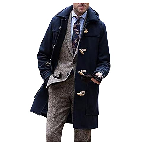 Winterjacke Herren Lang Slim Fit Trenchcoat Wintermantel Winter Business Seemannsjacke Wollmantel Warm Freizeit Dufflecoat Herrenmantel Wolle Gefüttert Mantel Kurzmantel von Generisch