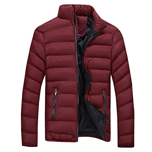 Winterjacke Herren Leichte Warm 6XL Große Größen Daunenjacke Steppjacke mit Reißverschluss Bequeme Casual Basic Puffer Jacket Übergangsjacke Winter Outdoor Winddicht Wanderjacke Softshelljacke von Generisch