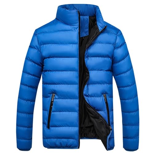 Winterjacke Herren Leichte Warm Große Größen Daunenjacke Steppjacke mit Reißverschluss Bequeme Casual Basic Jacket Übergangsjacke Winter Outdoor Winddicht Softshelljacke Wanderjacke (Blue, L) von Generisch
