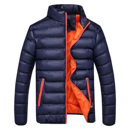 Winterjacke Herren Leichte Warm Große Größen Daunenjacke Steppjacke mit Reißverschluss Bequeme Casual Basic Jacket Übergangsjacke Winter Outdoor Winddicht Softshelljacke Wanderjacke (Navy, L) von Generisch