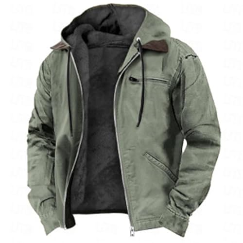 Winterjacke Herren Mit Kapuze üBergangsjacke Kapuzenjacke - Warme GefüTterte Sweatjacke Herbstjacke Mit Taschen Arbeitsjacke Vintage Locker Winterjacke Outdoorjacke Trainingsjacke Kurzmantel von Generisch