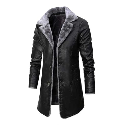 Winterjacke Herren Mit Stehkragen, Ledermantel Herren Lang Gefüttert, Wintermantel Bequeme Trenchcoat Einreiher Herrenjacke Kunstleder Winterjacke Slim-Fit Thermojacke Weich Anorak Winterjacke Herren Mit Stehkragen, Ledermantel Herren Lang Gefüttert, Wintermantel Bequeme Trenchcoat Einreiher Herrenjacke Kunstleder Winterjacke Slim-Fit Thermojacke Weich Anorak von Generisch