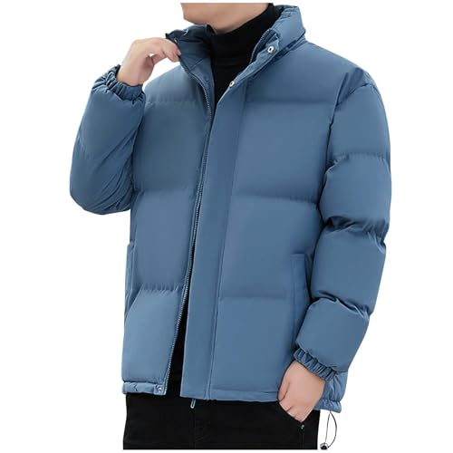 Winterjacke Herren Stehkragen Pufferjacke Einfarbig Thermojacke Ohne kapuze Steppjacke Warm Mantel mit Knopfleiste Stylische Baumwolle Jacke Freizeit Wintermantel Full Zip Übergangsjacke S-3XL von Generisch