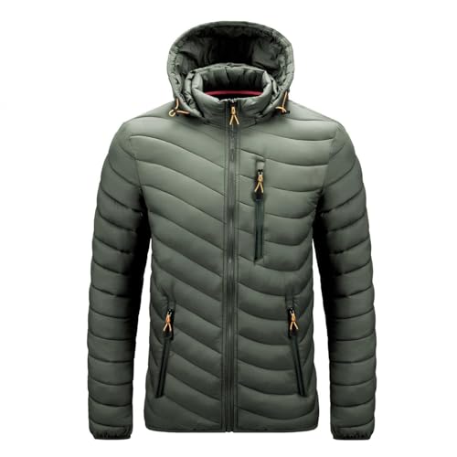 Winterjacke Herren Steppjacke mit Abnehmbar Kapuze Leichte Übergangsjacke Gefüttert mit Taschen Hooded Puffer Jacket Slim Fit von Generisch