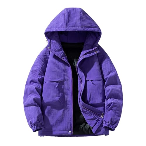 Winterjacke Herren Warme Outdoor Skijacke Puffer Steppjacke Atmungsaktiv Arbeitsjacke Mit Kapuze Wasserdicht Gefüttert Fleecejacke Winddicht Mode Daunenjacken Leicht Übergangsjacke Wanderjacke von Generisch