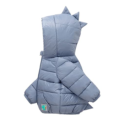Winterjacke Jungen Mädchen Dino Kapuzenjacke Mit Reißverschluss Taschen Warme Steppjacke Winddicht Wintermantel Kinder Casual Daunenjacke Leichte Full-Zip Puffer Jacke Outdoor 1-5 Jahre Blau von Generisch