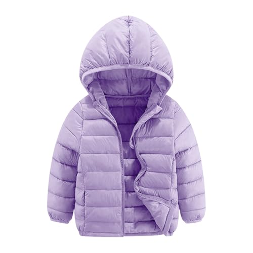 Winterjacke Jungen Mädchen Leichte Steppjacke mit Kapuze Herbst Winter Daunenjacke Verdicken Einfarbig Wintermantel Niedliche Casual Softshelljacke Puffy Jacken Reißverschluss Kinder 4-18 Jahre von Generisch