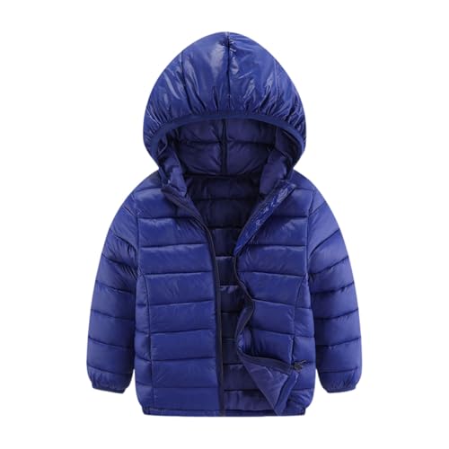 Winterjacke Jungen Mädchen Leichte Steppjacke mit Kapuze Herbst Winter Daunenjacke Verdicken Einfarbig Wintermantel Niedliche Casual Softshelljacke Puffy Jacken Reißverschluss Kinder 4-18 Jahre von Generisch