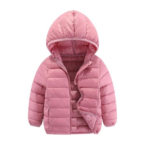 Winterjacke Jungen Mädchen Leichte Steppjacke mit Kapuze Herbst Winter Daunenjacke Verdicken Einfarbig Wintermantel Niedliche Casual Softshelljacke Puffy Jacken Reißverschluss Kinder 4-18 Jahre von Generisch