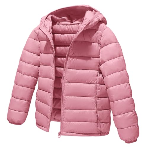 Winterjacke Jungen Mädchen Leichte Steppjacke mit Kapuze Winter Mode Daunenjacke Niedliche Einfarbig Wintermantel Kinder Casual Softshelljacke Warme Puffer Jacke Mit ReißVerschluss 3-18 Jahre von Generisch