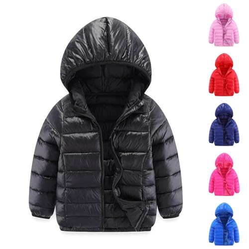 Generisch Winterjacke Mädchen Daunenjacke Warm Mantel Winddicht Steppjacke Wintermantel Jacken Puffer Jacket Bequem Kapuzenjacke Classic Daunenmantel Regular Outdoorjacke Schwarz,150 von Generisch