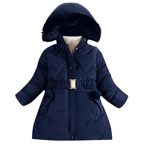 Winterjacke Mädchen Daunenjacke Winter Thermal Gefüttert Wintermantel Kinder Dicke Steppjacke Lange Winddicht Kapuzenjacke Outdoor Puffer Jacket Niedliche Einfarbig Daunenmantel 2-14 Jahre von Generisch