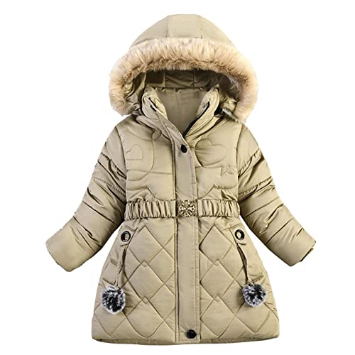 Winterjacke Mädchen Daunenjacke Winter Thermal Gefüttert Wintermantel Kinder Dicke Steppjacke Lange Winddicht Kapuzenjacke Outdoor Puffer Jacket Niedliche Einfarbig Daunenmantel 2-14 Jahre von Generisch