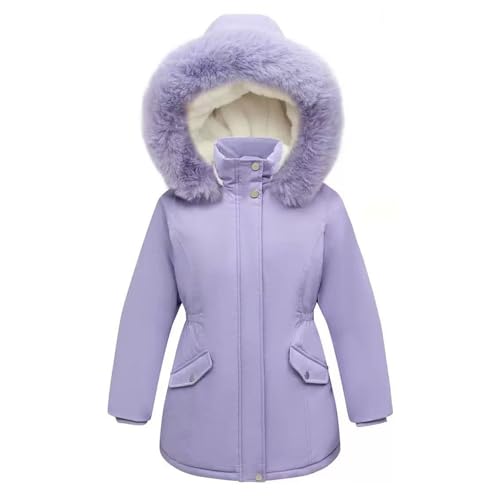 Winterjacke Mädchen Daunenjacke Winter Thermal Gefüttert Wintermantel Kinder Dicke Steppjacke Lange Winddicht Kapuzenjacke Outdoor Puffer Jacket Niedliche Einfarbig Daunenmantel 2-14 Jahre von Generisch