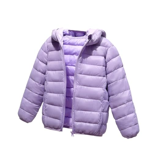 Generisch Winterjacke Mädchen Daunenjacken Thermo Mantel Steppjacke Kinder Wintermantel Jacken Puffer Jacket Lässiger Kapuzenjacke Daunenmantel Mode Sweatjacke Outdoorjacke Lila, 6 Jahre von Generisch