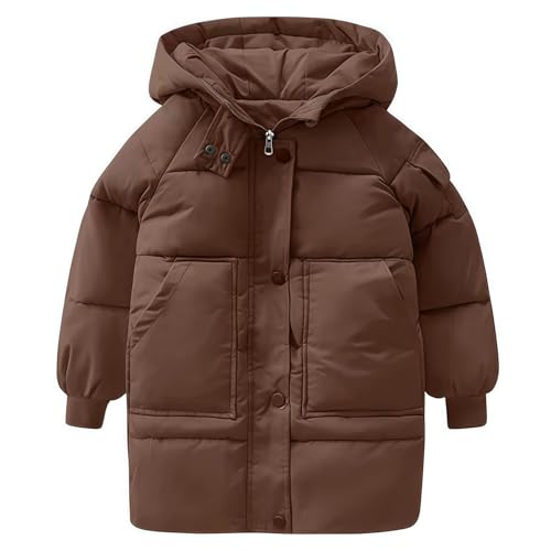 Winterjacke Mädchen Lang Daunenmantel Warm Puffer Jacke Wintermantel mit Kapuze und Buchstaben Winter Coat Kinder Parka Outdoor Mantel Einfarbig Baumwolljacke Kinderjacke Pufferjacke 1-14 Jahre von Generisch