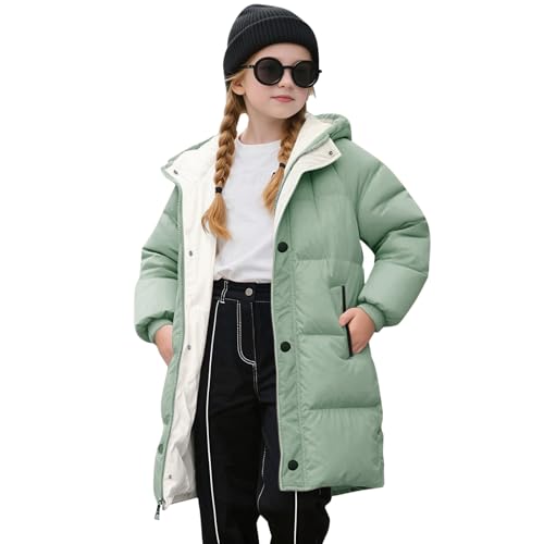Winterjacke Mädchen Leichte Steppjacke Lang Winter Warme Daunenjacken Verdicken Einfarbig Niedliche Wintermantel Casual Softshelljacke Mit Kapuze Kinder Puffer Jacke Mit Reißverschluss 1-12 Jahre von Generisch