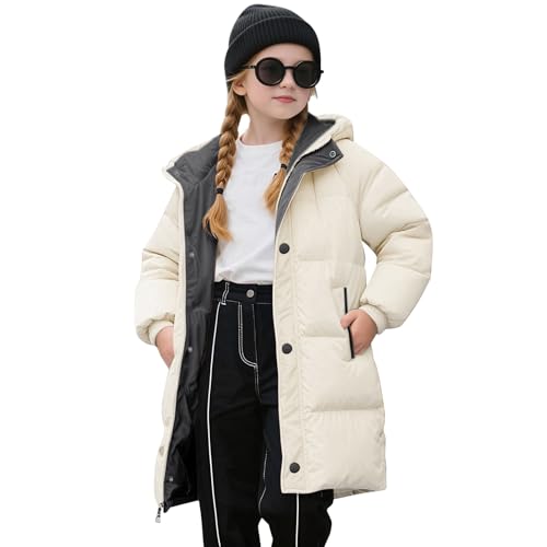 Winterjacke Mädchen Leichte Steppjacke Lang Winter Warme Daunenjacken Verdicken Einfarbig Niedliche Wintermantel Casual Softshelljacke Mit Kapuze Kinder Puffer Jacke Mit Reißverschluss 1-12 Jahre von Generisch