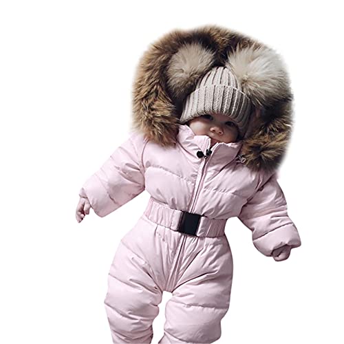 Winterjacke Mit Fell: Unisex Baby Schneeanzug Mit Kapuze Neugeborene Schneeanzug Mädchen Overall Einteiliger Anzug mit Kapuze Dick und Warm Warm Winterkleidung von Generisch