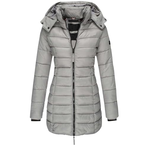 Winterjacke Steppmantel Damen Wintermantel mit Kapuze Lang Outdoor Warm Gefüttert Steppjacke Schwarz Daunenjacke Damen Winter Frauen Zipper Mantel Damen Parka von Generisch