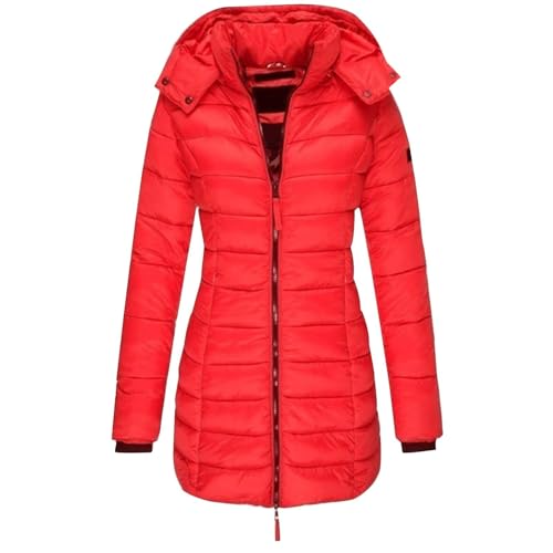 Winterjacke Steppmantel Damen Wintermantel mit Kapuze Lang Outdoor Warm Gefüttert Steppjacke Schwarz Daunenjacke Damen Winter Frauen Zipper Mantel Damen Parka von Generisch