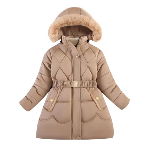 Winterjacke Teenager Mädchen Winterjacke Mädchen Kinder Steppjacke Daunenjacke Winter Thermal Gefüttert Daunenmantel Dicke Lange Winddicht Kapuzenjacke Outdoor Jacke 128 von Generisch